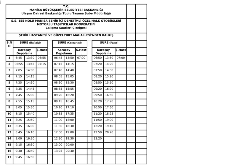 12 Manisa Otobüs Saatleri