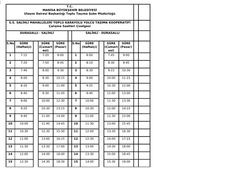 136 Manisa Otobüs Saatleri