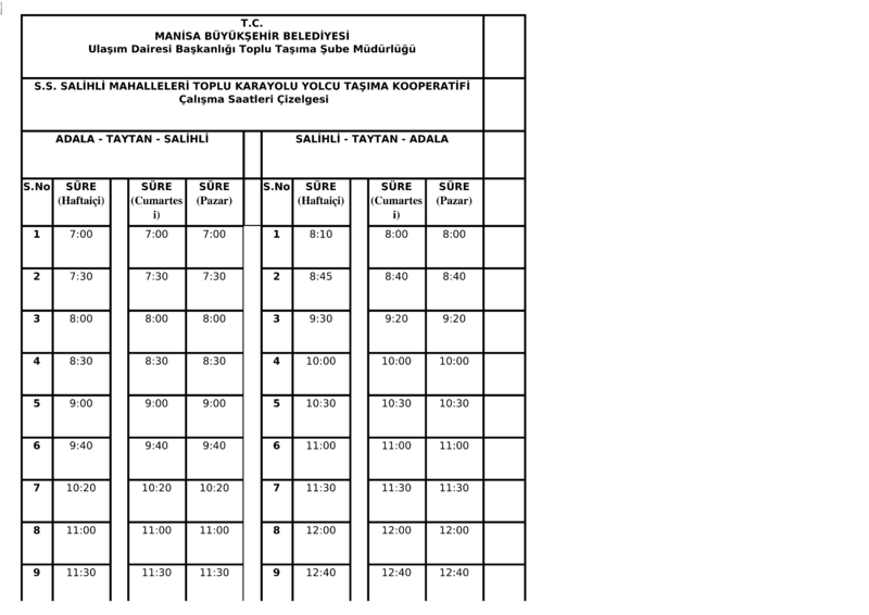 137 Manisa Otobüs Saatleri