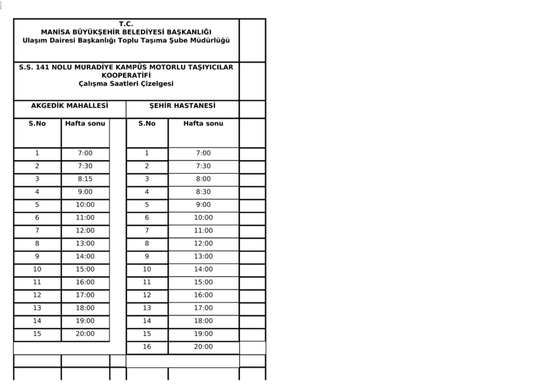 14 Manisa Otobüs Saatleri