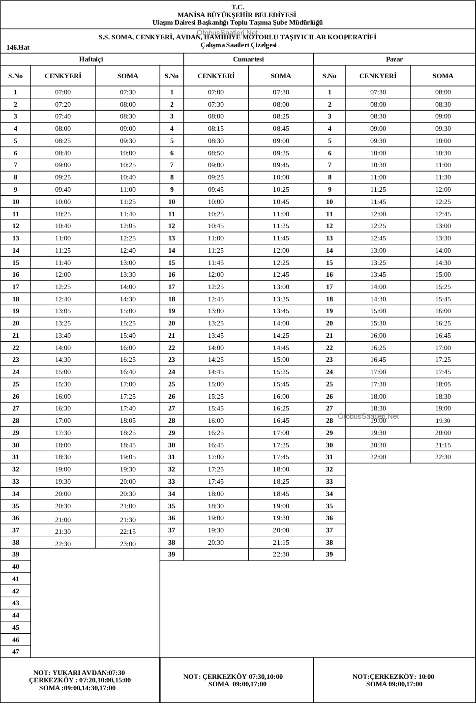 146 Manisa Otobüs Saatleri
