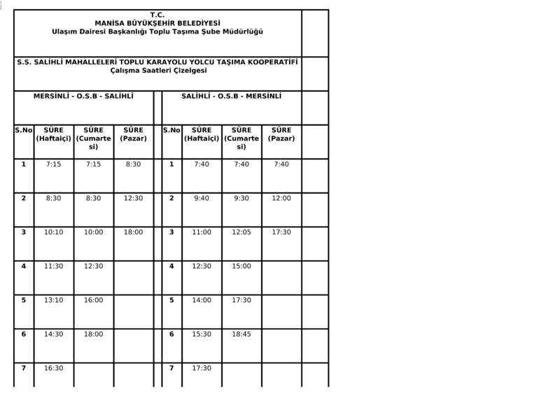 199 Manisa Otobüs Saatleri