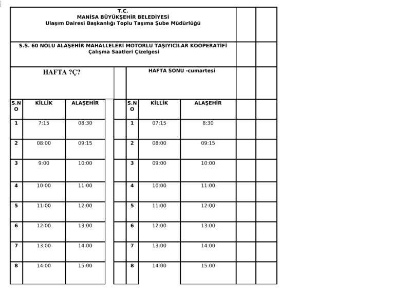 220 Manisa Otobüs Saatleri