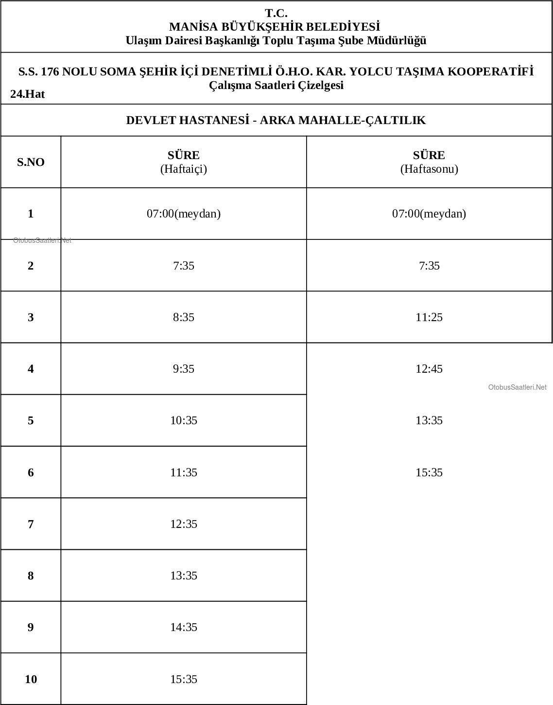 24 Manisa Otobüs Saatleri