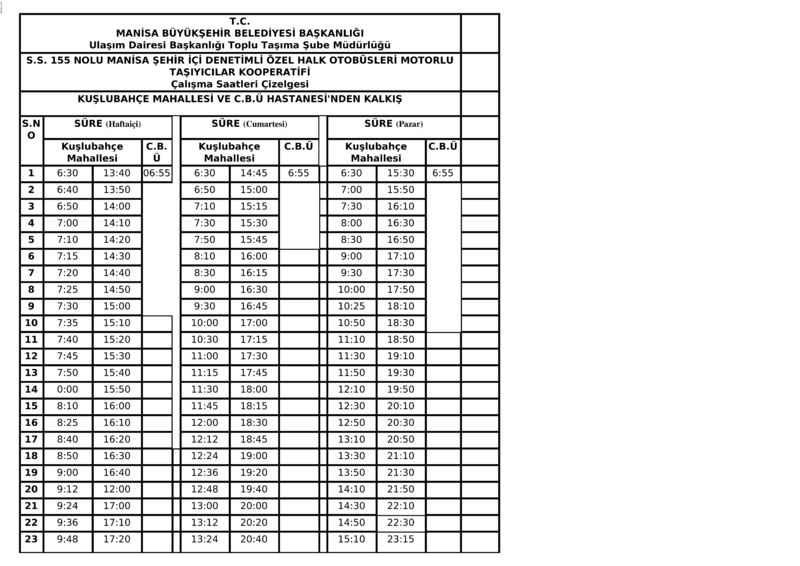 3 Manisa Otobüs Saatleri