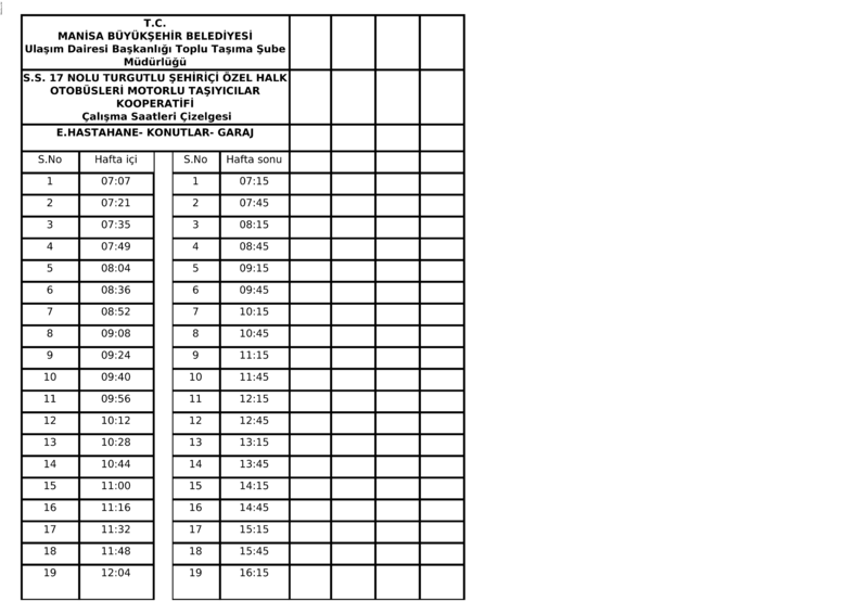 37 Manisa Otobüs Saatleri