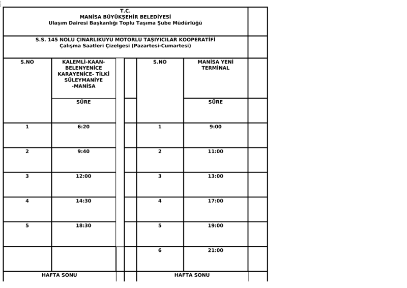 47 Manisa Otobüs Saatleri