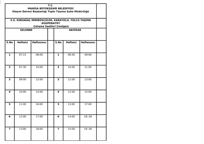 64 Manisa Otobüs Saatleri