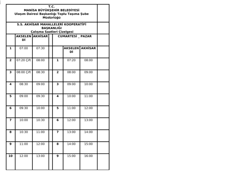 67 Manisa Otobüs Saatleri