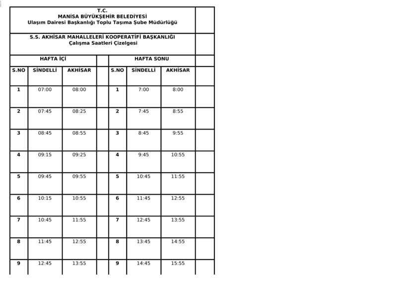 70 Manisa Otobüs Saatleri