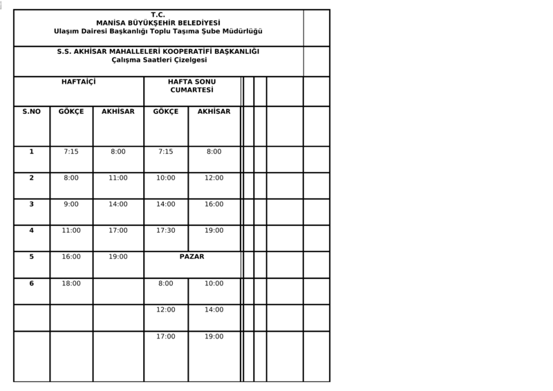 92 Manisa Otobüs Saatleri